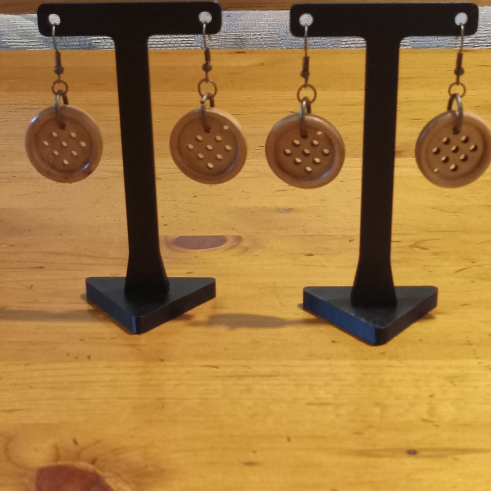 Tan Button Earrings, You Get All 3